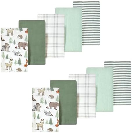 Luvable Friends Hudson Baby Flannel Burp Cloths 10pk, Woodland Forest Animals by Luvable+Friends