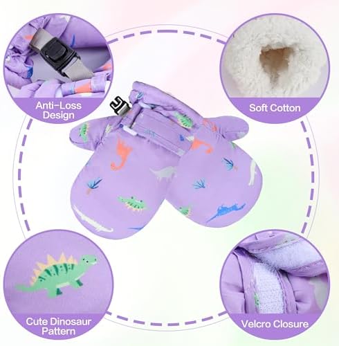 Toddler Mittens Lined Fleece Snow Gloves - Image 2