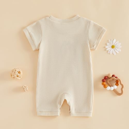 allshope Newborn Baby Boy Summer Outfit Romper Letter Embroidery Short Sleeve - Image 7