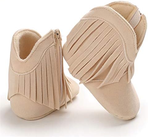 Timatego Baby Girl Cowboy Tassel Boots Side Zipper Non Slip Stay On Booties - Image 4