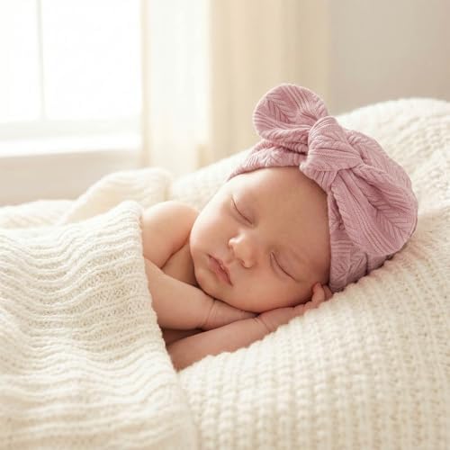 DRESHOW BQUBO Newborn Baby Bow Knot Turban Hat Hospital Hat Baby Infant Beanie - Image 2
