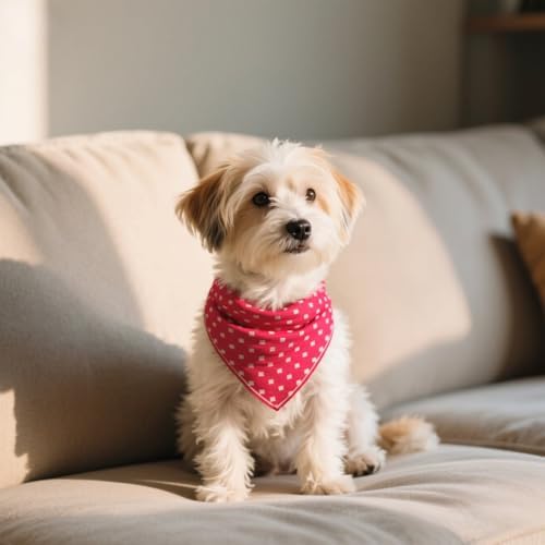 Double Layers Two Tones Dog Cotton Bandana Bibs Scarf DCB07 R&B - Image 6