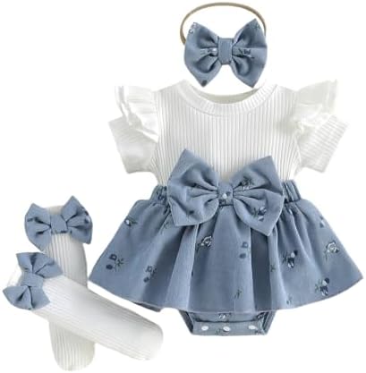 Giraropa Newborn Baby Girl Clothes Smocked Bubble Romper Dress + Socks + by Giraropa