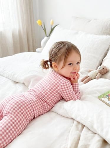 moimoln Cotton Modal Baby Toddler Pajamas Check Solid Leopard 6M-8Y - Image 5