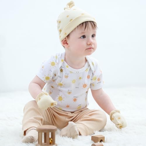 Ruliby Baby Bodysuit and Pant Set Summer Ribbed Mix Match Infant Clothes - Image 3