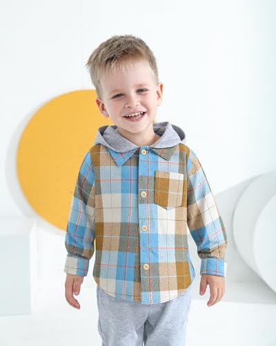 Toddler Baby Boy Long Sleeve Shirt Flannel Buffalo Plaid Shirts Button Down - Image 2