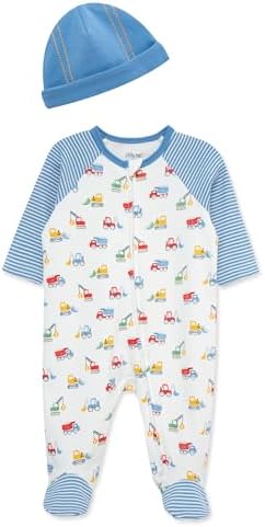 Little Me Baby Boy Clothes 2-Piece Baby Sleeper and Cap Set, 100% Cotton by LittleMeChildrensApparel