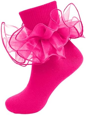 Girls Ruffle Socks Double Lace Turn Cuff Frilly Church Dress Socks by MKYSZLTSOCKS-EnjoyComfort