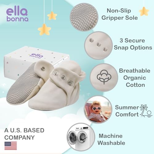 Ella Bonna Baby Booties Organic Cotton Muslin Newborn Baby Slippers Baby Boy - Image 3