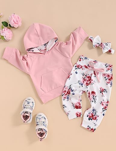 oklady Baby Girl Clothes, Hoodie Tops Floral Pant - Image 2