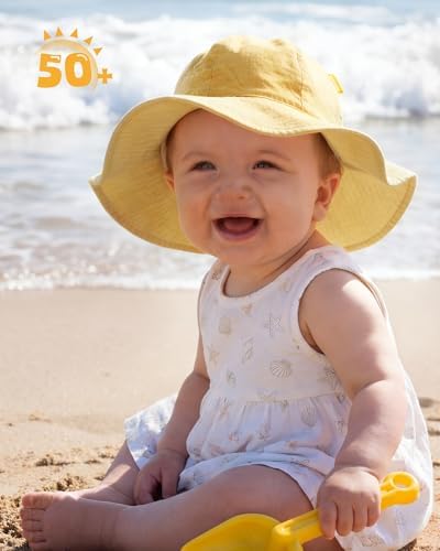 HONGTEYA Baby Sun Hat Muslin Wide Brim Toddler Girl Beach Bucket Hat - Image 2