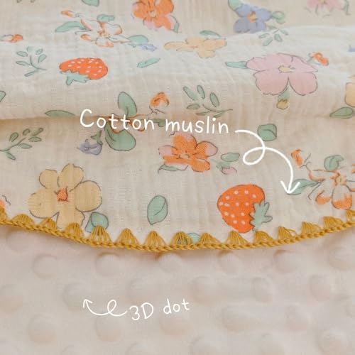Baby Swaddel Blanket Cotton Muslin Thick Crib Bedding Dotted Backing Double - Image 3