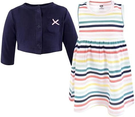 Hudson Baby Infant and Toddler Girls Cotton Dress and Cardigan Set - Image 3