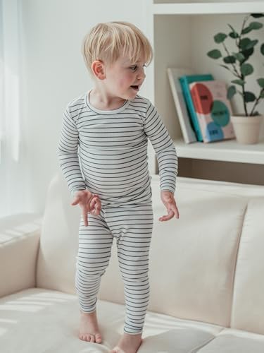 AVAUMA Stripe Pattern Baby Boys Girls Pajama Set Kids Toddler Snug fit Ribbed - Image 2