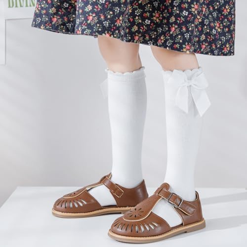Baby Knee High Socks Infant Toddler Bow Ruffled Cotton Long Socks Stockings - Image 2