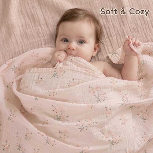 david's kids 4 Pack Baby Muslin Swaddle Blankets, 100% Cotton and Ultra Soft - Image 3