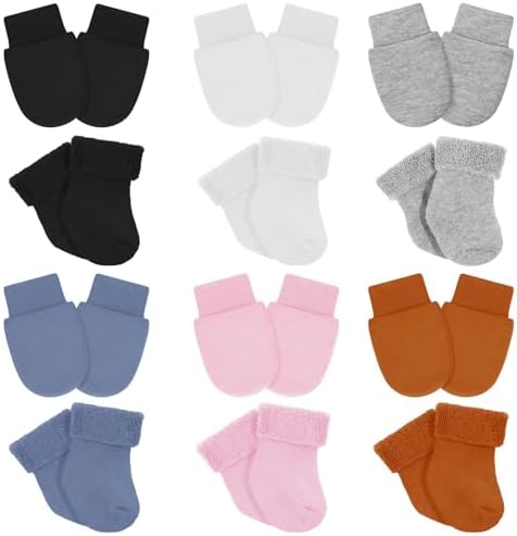 6 Pack Preemie Mittens and Socks Set Newborn Baby Mittens Socks by Breathffy