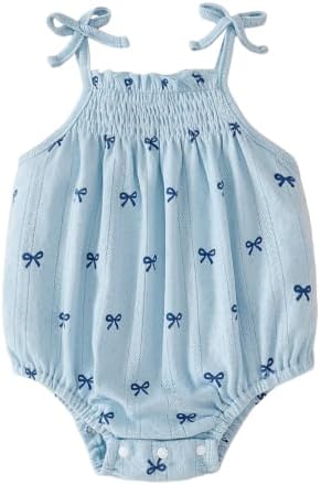 ROMPERINBOX Baby Girl Bodysuit Cotton Spaghetti Strap Sleeveless Onsies Summer by RomperinBox
