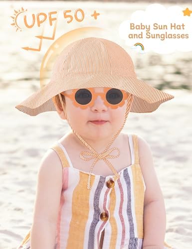 Durio UPF50+ Baby Sun Hat and Sunglasses - Image 2