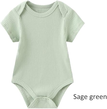 Ruliby Baby Bodysuit and Pant Set Summer Ribbed Mix Match Infant Clothes - Image 5