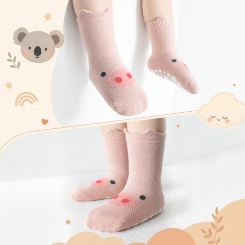 Toddler Grip Socks, 5 Pairs, Cotton Crew - Image 2