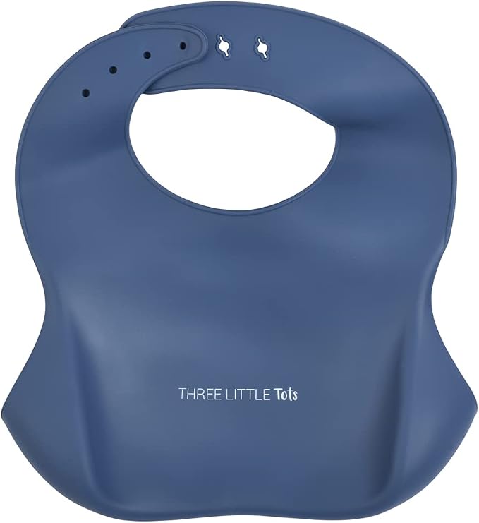 Three Little Tots Modern Silicone Baby Bib – Adjustable Fit Waterproof Catch - Image 3