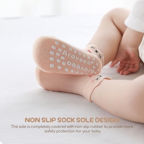 Aroveea Toddler Socks Non Slip Grip Ankle Baby 12 Pack - Image 4