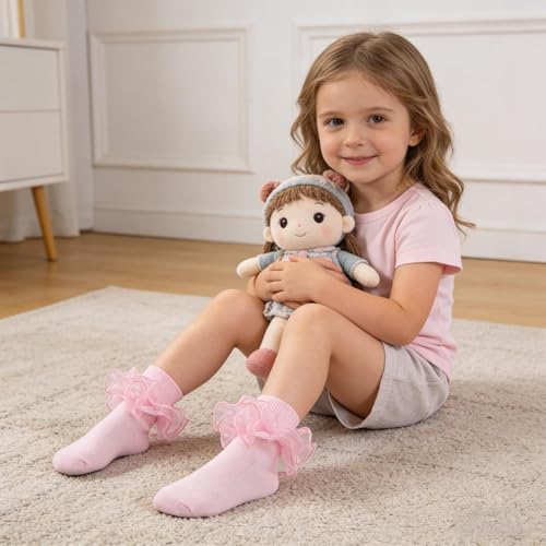 Baby Girls Ruffle Socks Double Layer Lace Turn Cuff Dress Socks - Image 7