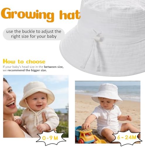 Baby Sun Hat Infant Toddler Summer Cotton Yarn Beach Bucket Hat - Image 5