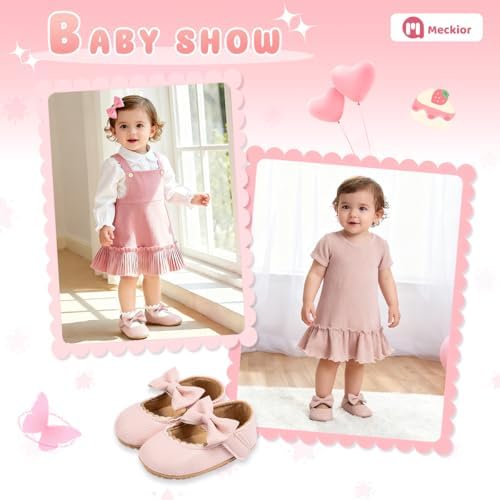 Meckior Infant Baby Girls Soft Sole Bowknot Princess Wedding Dress Mary Jane - Image 3
