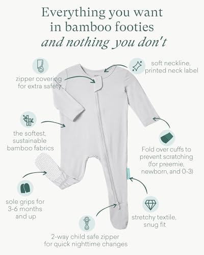PurComfy Bamboo Viscose Baby Zipper Footie Pajamas, 0-3-6-9-18-24 Months | Ideal - Image 3