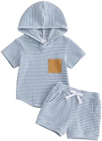 Toddler Baby Boy Hooded Dinosaur Summer Outfit Funny T-Shirt Shorts Set by LIOMENGZI