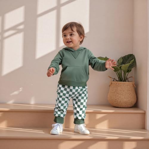 Infant Baby Boy Fall Winter Clothes Outfit Hooded Long Sweatshirt Pant Set - Image 2