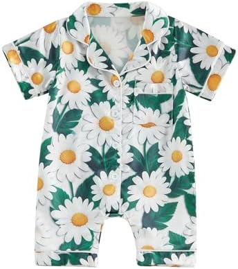 Kuriozud Baby Girl Boy Romper Pajamas Onesie Short Sleeve Button Down Pjs by Kuriozud