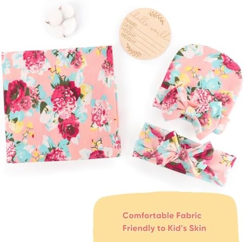 DRESHOW BQUBO Baby Girl Newborn Floral Receiving Blankets - Image 4