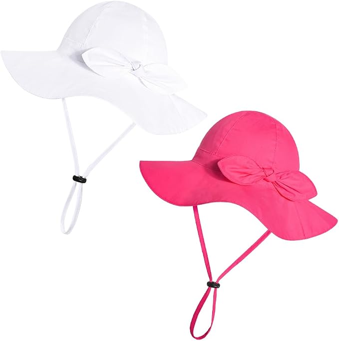 Baby Girl Sun Hat with UPF 50+ Outdoor Adjustable Beach Hat with Wide Brim by DANMY
