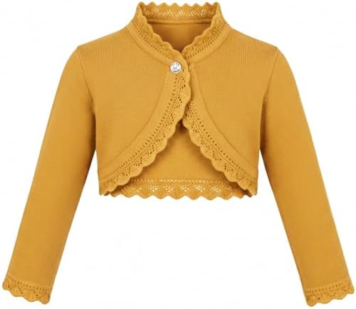 Lilax Little Girls' Knit Long Sleeve Button Closure Bolero Cardigan Shrug by Lilax