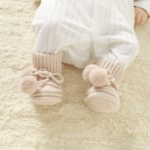 Baby Hats and Booties Set Newborn Knit Pompom Beanie Caps Shoes Winter - Image 4