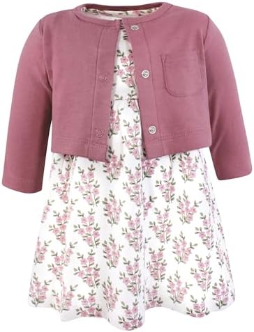 Hudson Baby Infant and Toddler Girls Cotton Dress and Cardigan Set by HudsonBaby