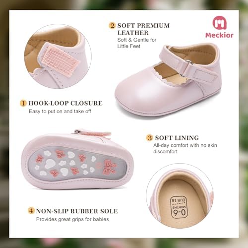 Meckior Infant Baby Girls Soft Sole Bowknot Princess Wedding Dress Mary Jane - Image 5