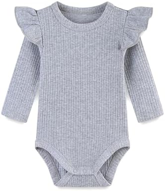 Baby Girl Knit Ruffle Outfit Clothes Ribbed 100% Organic Cotton Solid Color by Unknown