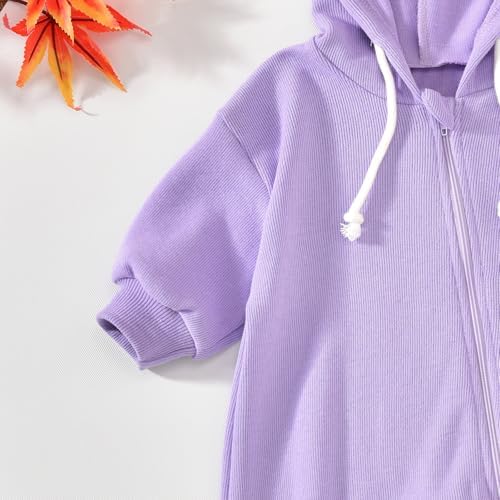 Unutiylo Unisex Baby Boys Girls Long Sleeve Infant Baby Zipper Hooded Jumpsuits - Image 6