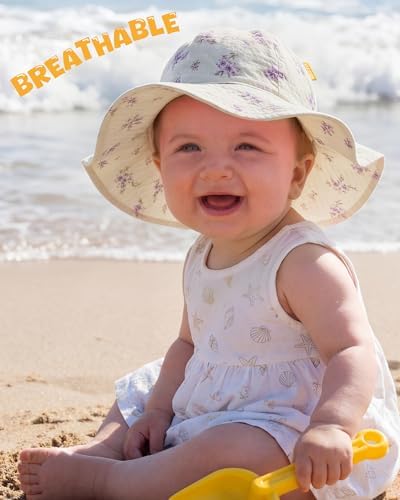 HONGTEYA Baby Sun Hat Muslin Wide Brim Toddler Girl Beach Bucket Hat - Image 2