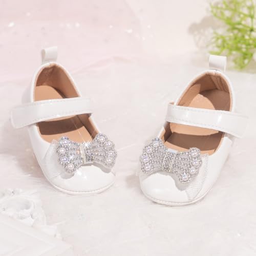 Meckior Infant Baby Girls Soft Sole Bowknot Princess Wedding Dress Mary Jane - Image 3
