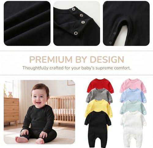Unisex Baby romper, Long Sleeve 100% Cotton Baby Clothes, Baby Footless Jumpsuit - Image 2