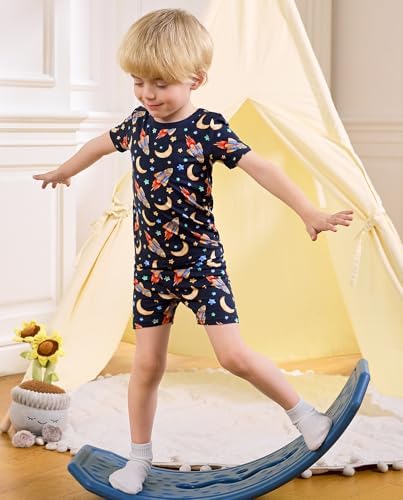 babee Reshinee Bamboo Viscose Toddler Boys Pajamas Set, Short Sleeve Kids - Image 3