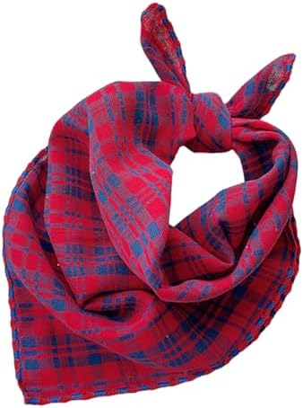 Double Layers Two Tones Dog Cotton Bandana Bibs Scarf DCB18 R&B by Pemilosci