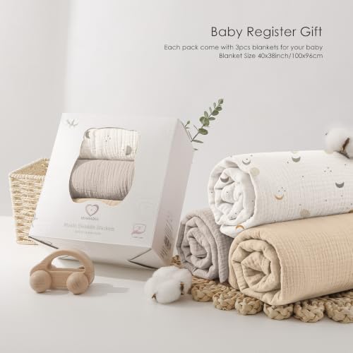Bearmoss Muslin Swaddle Blankets, 40 x 38 inches Baby Swaddle - Image 6