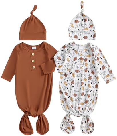 2-Pack Baby Sleeper knotted Gown Boy Girl Nightgown by Merqwadd
