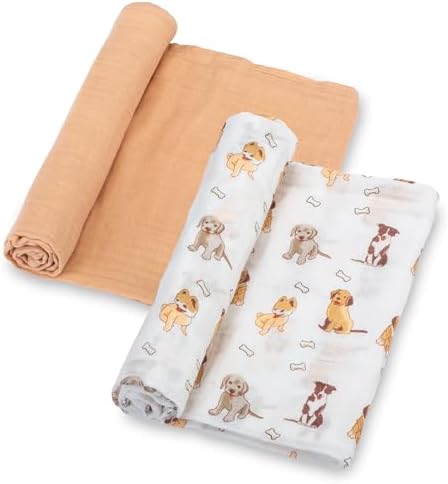 LollyBanks 100% Cotton Baby Blankets 2 Pack, Gentle and Soft Muslin Swaddle by LollyBanks